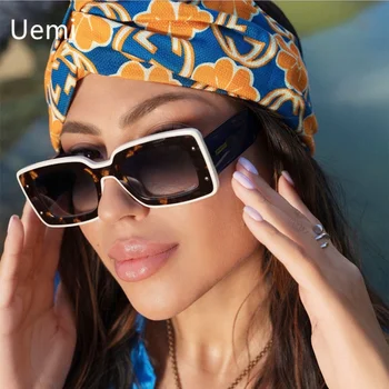 New Fashion Square Sunglasses For Women Men Rivet Decoration Luxury Brand Design Ins Hot Ladies Sun Glasses UV400 Shades Eyewear 1