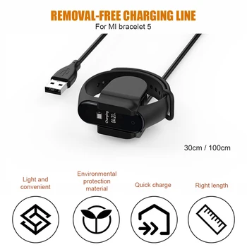 

USB Charger clip For Xiao Mi Band 5 band 4 Disassembly free Charger Adapter For xiomi Miband 5 miband4 wrist band Charging Cable