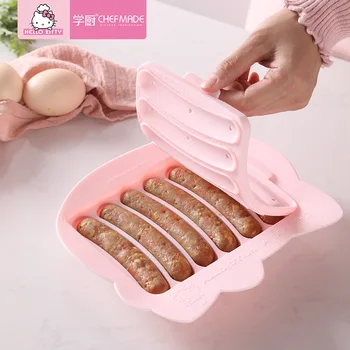 

Hello Kitty Kitchen 3d Silicone Mold Chicken Sausage Mould Child Baby Complementary Food 6 in 1 Steamed Rice Cake Hot Dog Mold