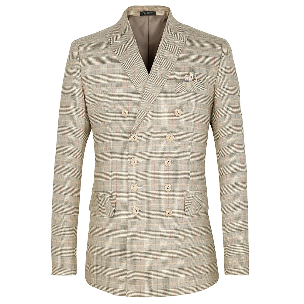 PAULKONTE Men Suits Sets Double Breasted Suit Men 2019 Formal Plaid Blazer Men's Wedding Tuxedo (Jacket+Pants) 2PCS Traje Hombre