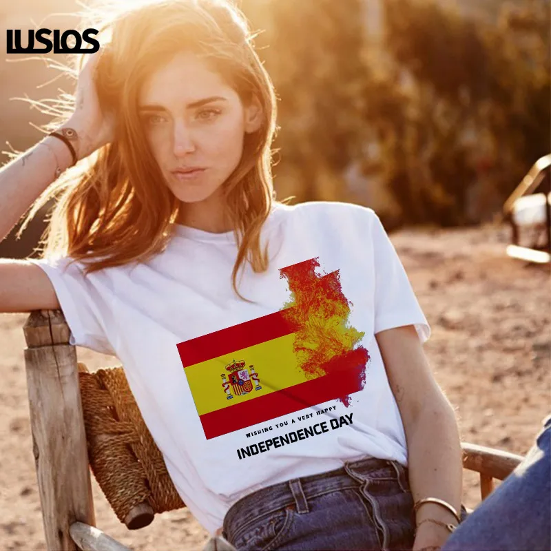 Женская футболка с принтом Spainish летняя коротким рукавом в национальном стиле