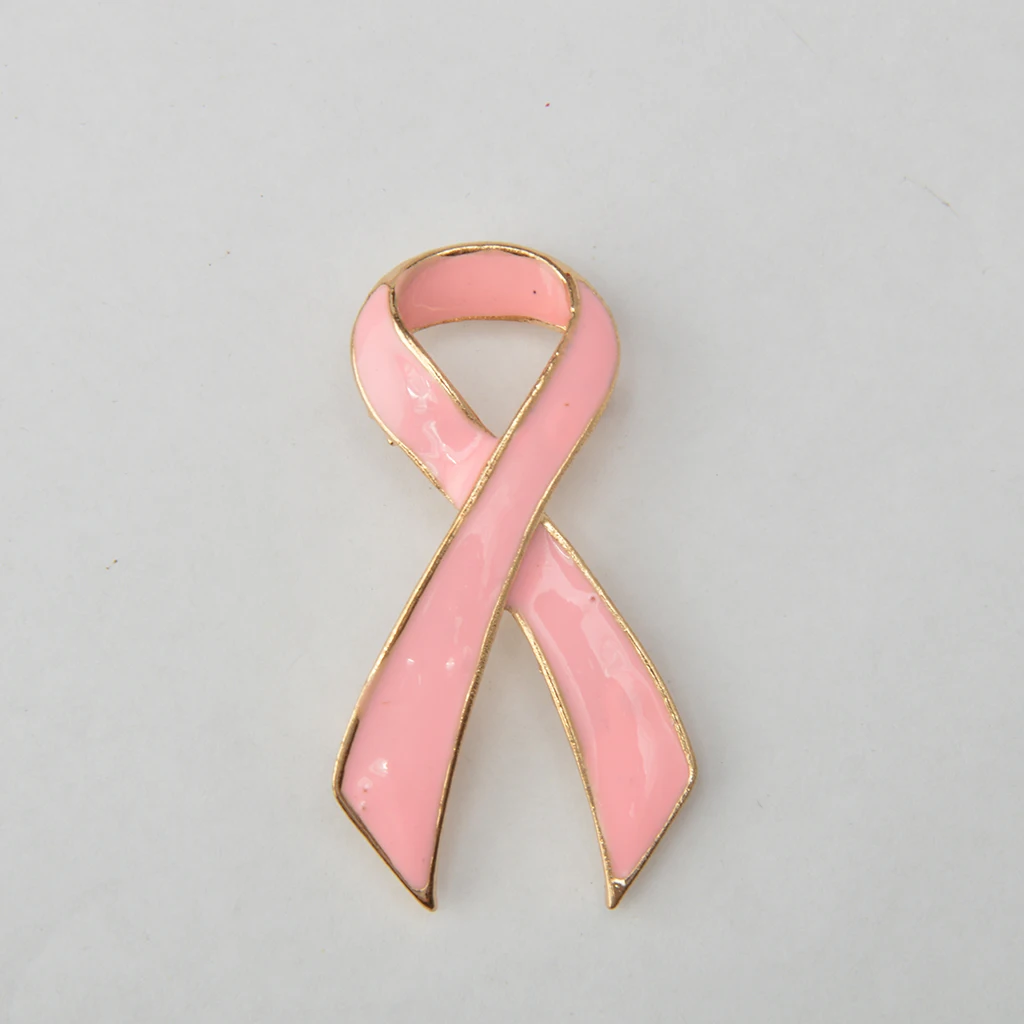 Pink Enamel Breast Cancer Awareness Charity Ribbon Brooch Pin
