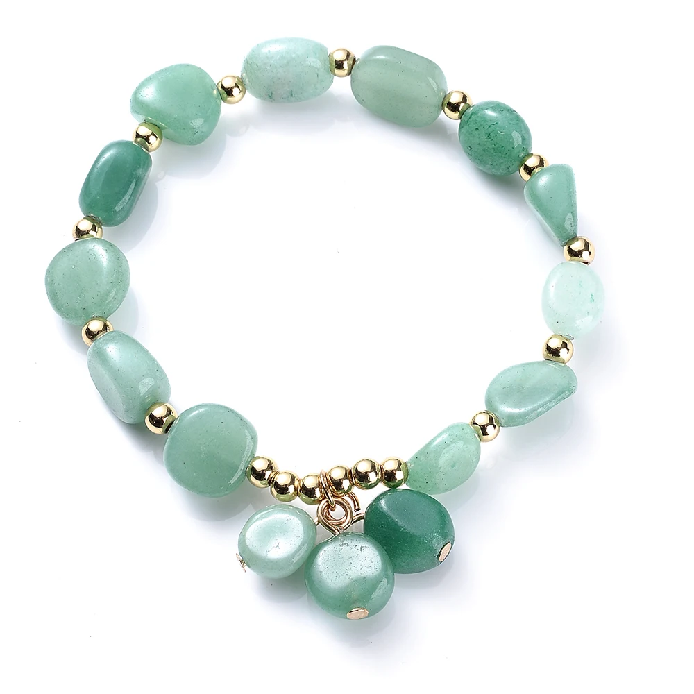 Natural Green Irregular Stone Bracelet Fashion Irregular Beads Charms Hearts Stretch Bracelets Wristband For Women beaded bracelet stone bead bracelet natural stone bracelet