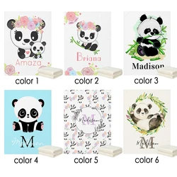 LVYZIHO Cute Panda Personalized Baby Name Custom Baby Blanket -30x40 / 48x60 / 60x80 Inches - Flannel Fleece Blanket