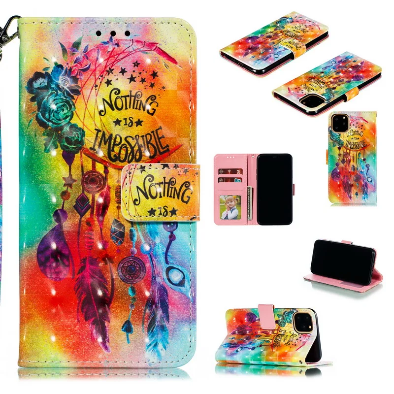 

For iPhone 11 Pro Max 2019 XR XS MAX X Painted Leather Case Flip Wallet Card Slot Case Cover For iPhone XS 10 8 7 6 s Plus Coque