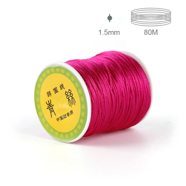 TYRY.HU 80 meter Baby Chewable Necklace Accessories 1.5mm Satin Silk Nylon Cord for Silicone Teething Pacifier Chain DIY Tools 80m rose 1.5mm