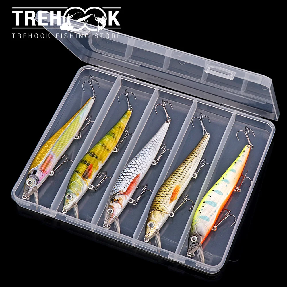 TREHOOK 5 шт. 11 см 13 г плавающие черные воблеры Minnow набор приманки жесткая