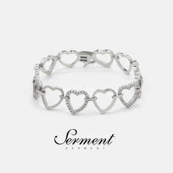 

SERMENT Heart To Heart Zircon Gilded Silvered Color Bracelet Fashion Simple Jewelry Bracelets Bangles For Women Man