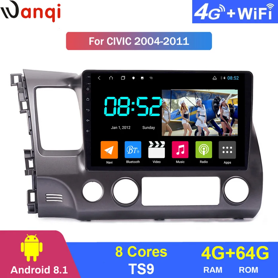 Android 8 1 автомобильный DVD 1din мультимедийная система Navi для Honda Civic 2004-2011