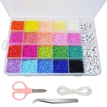 

Beads Kit Alphabet Beads for Name Bracelets Jewelry Making and Crafts, with 33 Feet Long Elastic String Cords,Scissors,Tweezers