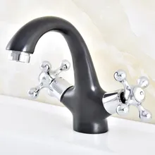 

Black Oil Rubbed Bronze Silver Polished Chrome Brass Two Corss Handles Bathroom Faucet Sink Basin Cold / Hot Mixer Tap anf477