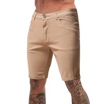 価格 ブルーカーキファッション新ショートジーンズメンズカジュアルフィットネスボディービルポケットデニムスキンフルスポーツショーツ мужские джинсы #40