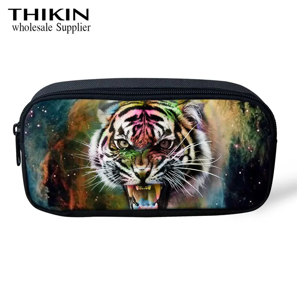 THIKIN 3D Животные Печать Коробка для хранения из полиэстера школьный пенал для карандашей для детей мальчиков динозавр/тигр/Дельфин узор крутая ручка для детей сумка