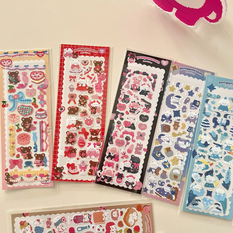 1Pc Ins Cute Cartoon Animal Laser Sticker Flakes Idol Card Deco Scrapbook DIY Material Decoration Kawaii Stationery Stickers 3 inch cartoon cute animal photo card holder photocards protector pendant fashion mini photo album idol photo sleeves keyring