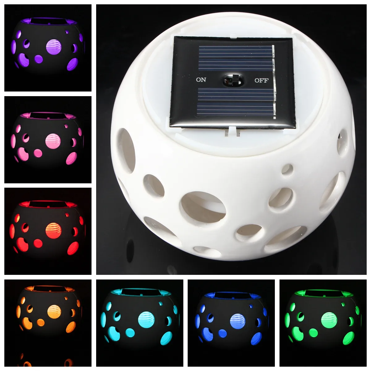 

LED Solar light Romatic Night Light Solar panel Charging little White Ceramic Deco lightSingle Light Or Colorful Light Control