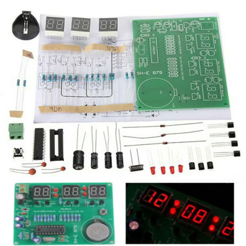 AT89C2051 6 цифровой светодиодный дисплей электронные часы DIY Kit приемник для Arduino Flux |