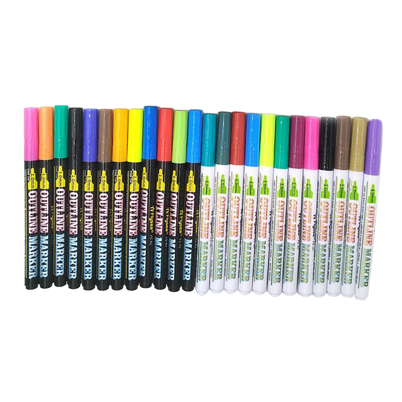 24 Colors Double Line Outline Pen Set Highlighter Marker Doodle Dazzles Pens