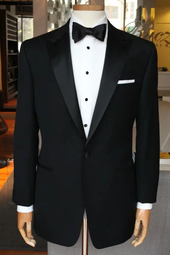 Изготовленный на заказ 2 шт. черный облегающий смокинг жениха костюм для жениха Формальный Бизнес Вечеринка Выпускной Лучший мужской костюм, смокинг