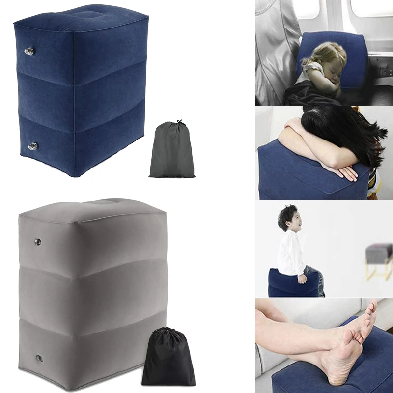 

Flocking Travel Inflatable Foot Pad Footstool Aircraft Warm Foot Stepping Mat Folding Adjustable Foot Stool