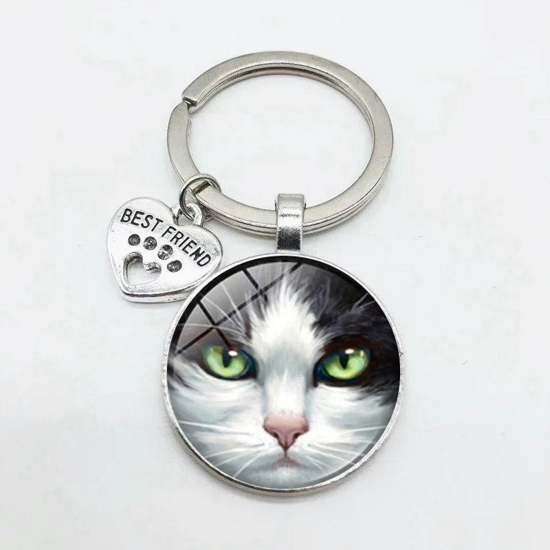 Классический брелок для ключей с изображением собаки, лапа, кошачий глаз, модный брелок для ключей - Цвет: 3