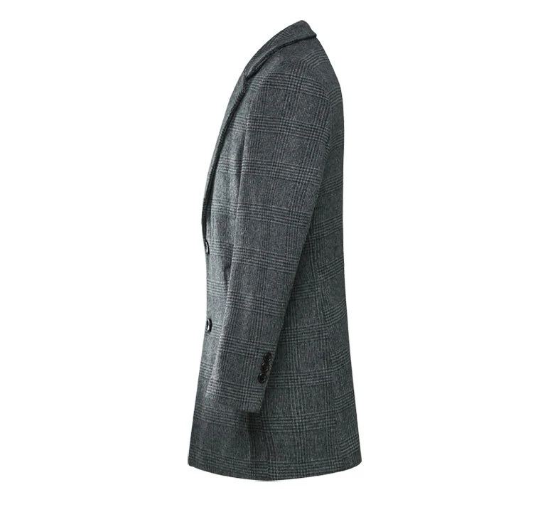 Зима длинный плотный теплый мужской Тренч отличное качество Slim Fit мужское шерстяное пальто