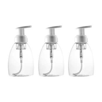 

3Pcs Refillable Bottles 250ml Foaming Soap Lye Subpackaging Bottle Empty Pump Bottles Liquid Soap Storage Bottle White