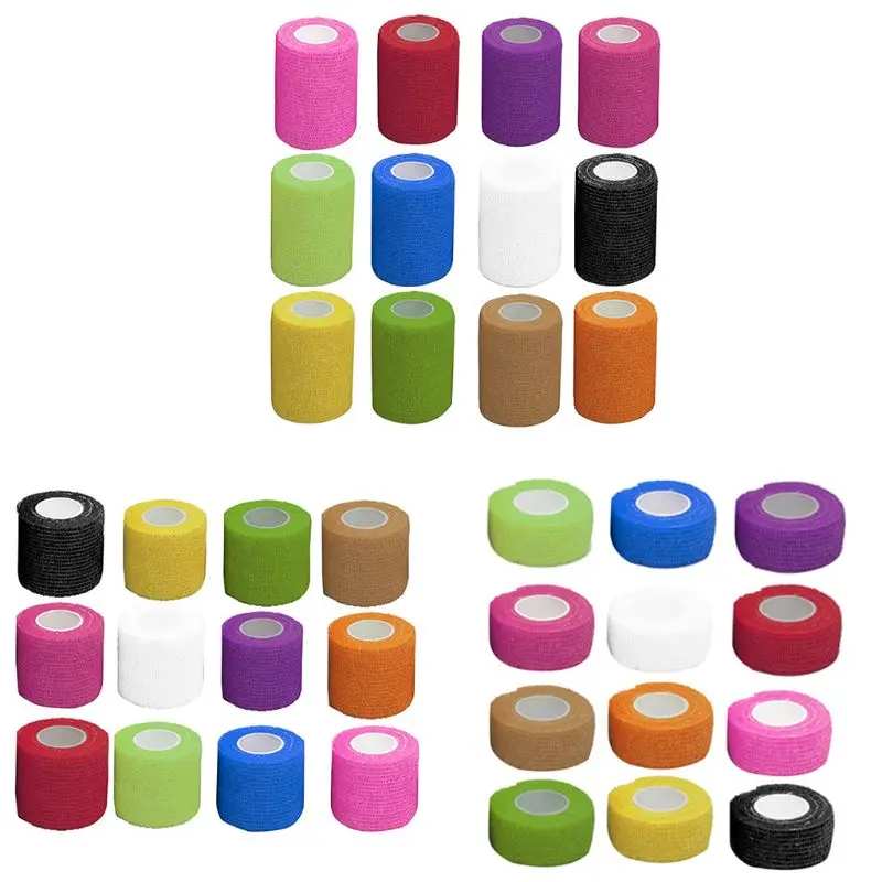 12 Pieces Adhesive Bandage Wrap Stretch Self-Adherent Tape for Sports, Wrist, Ankle