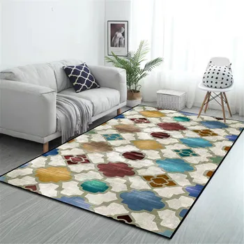 

Europe Morocco Style Colorful Geometric Printed Carpet Mats For Living Room Home Decor Modern Anti-slip Carpet Bedroom Kitchen