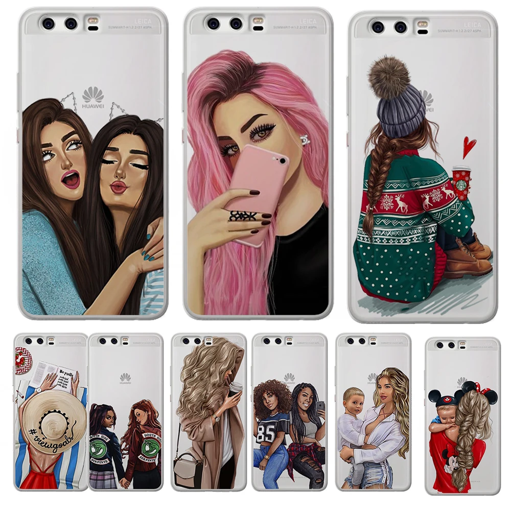 

Girl luxury For Huawei Mate 9 10 20 P8 P9 P10 P20 P30 P Smart Lite Plus Pro phone Case Cover Coque Etui funda fashion gift cat