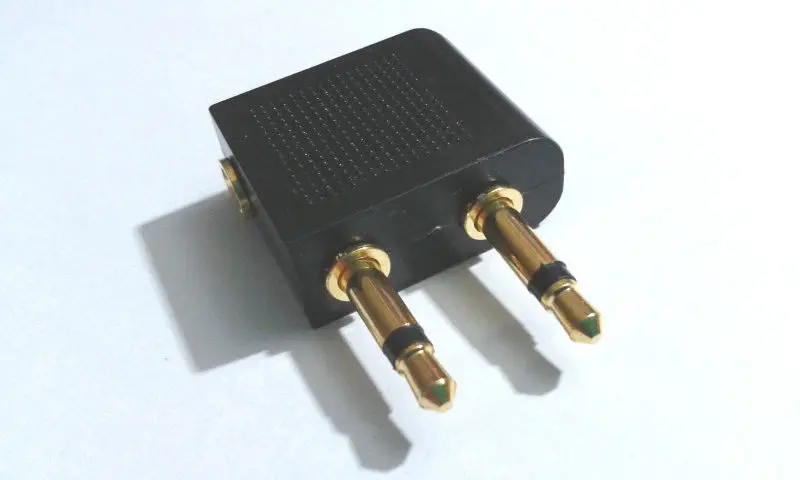 1000pcs Gold Airplane Airline Air Plane Travel Headphone Earphone Audio Adapter 3 5mm adapter New