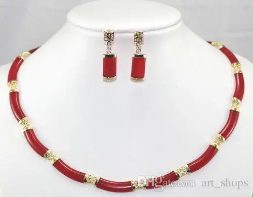 

Noblest ! Red Ruby Necklace Earrings Set