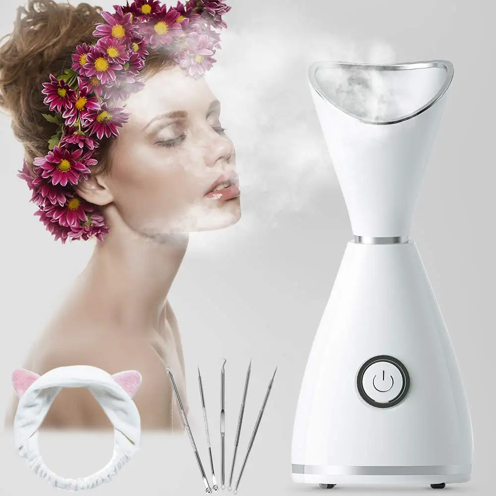 

Hot Mist Facial Steamer RGCTL Nano lonic Warm Mist Humidifier Atomizer Sprayer Moisturizing Face SPA with 5 Piece Stainless