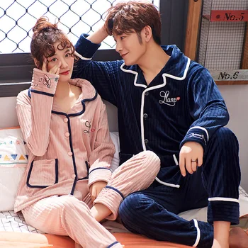

Couple Pajamas Women Winter Coral Velvet Thick Warm Flannel Suit Men'S Autumn And Winter Models Plus Velvet Home Service