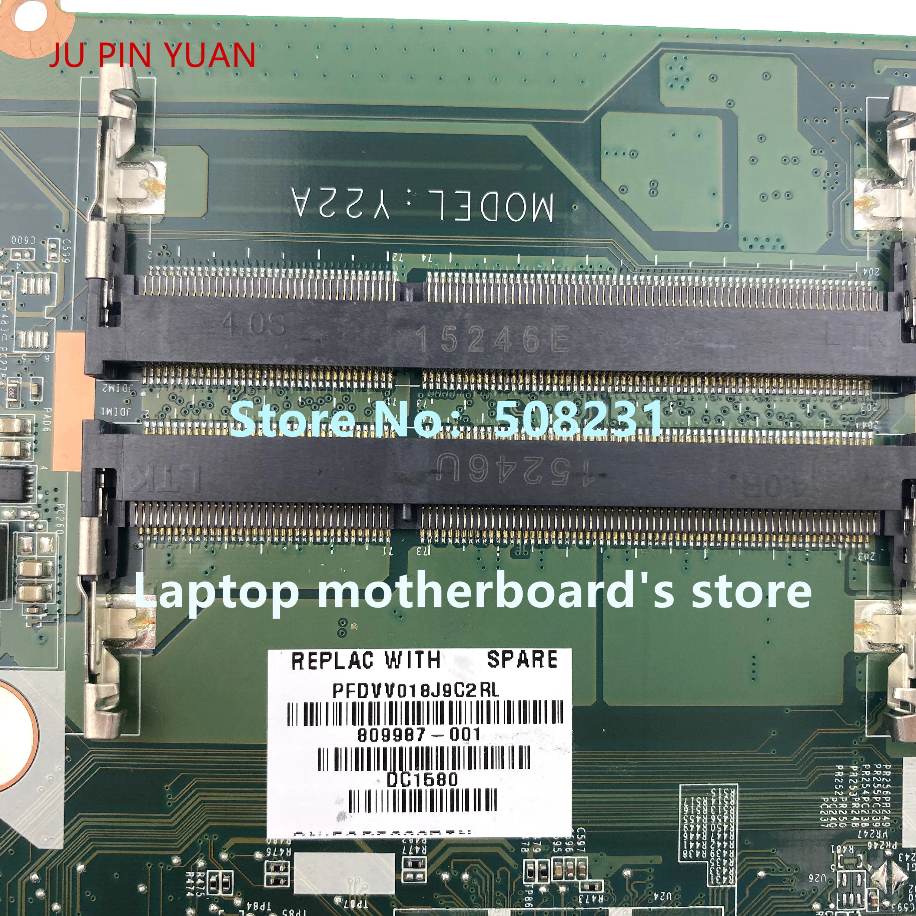 

JU PIN YUAN 809987-001 809987-601 809987-501 Laptop motherboard For hp pavilion 17-P motherboard DAY22AMB6E0 with A6-6310 CPU