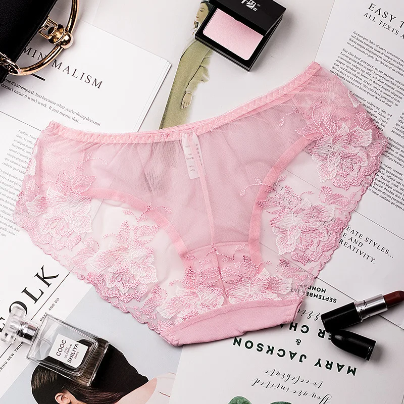 

Wasteheart New Women Fashion Trim Lace Embroidery Women Panties Cotton Low Waist Women Underwear Lingerie Flower Briefs 3pcs