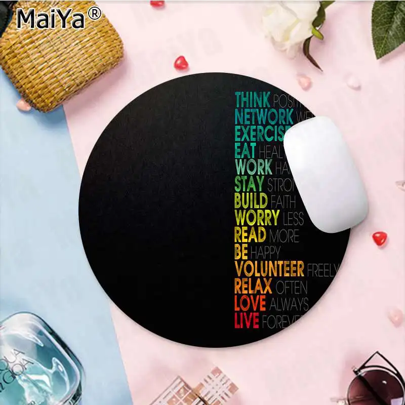 MaiYa мотивационные цитаты слова узор в розовом мраморе круглый коврик для мыши PC компьютерный коврик компьютерный стол коврик для игр