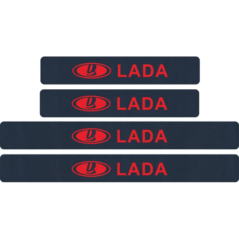 4 шт. углеродное волокно Автомобильная дверная наклейка на порог для LADA VESTA niva kalina priora granta largus ВАЗ samara 2110 автомобильные аксессуары - Название цвета: Blue Red