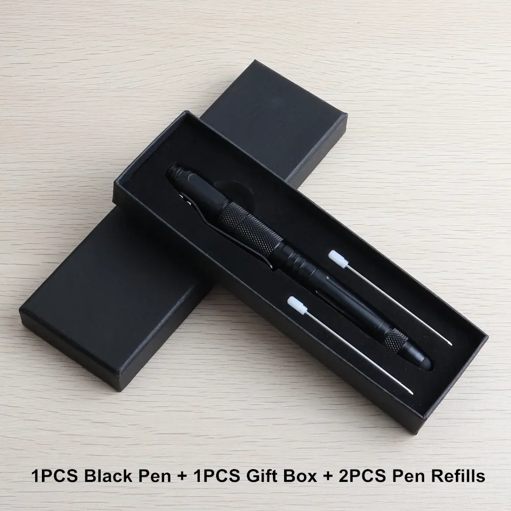 Black have box 1 шт. GENKKY многофункциональная ручка для самозащиты металлический стилус Полезная тактическая ручка для стеклоподъемника хорошая подарочная ручка - Цвет: Black have box