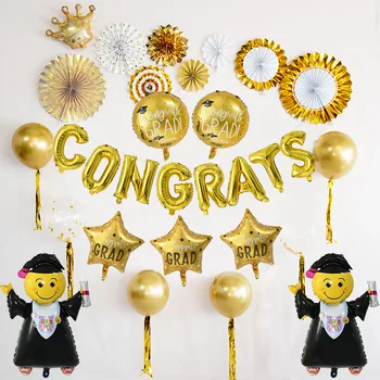 

Graduation Party Decoration Gold Congrats Grad Balloon Banner Gradutation 2020 Balloon Backdrop Photo Booth Props Party Supplies