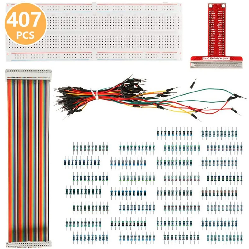 Raspberry Pi GPIO Breakout Kit T-Type Board 830-Tie Points Solderless  Breadboard 40pin Ribbon Cable 65pcs Jumper Wire - AliExpress