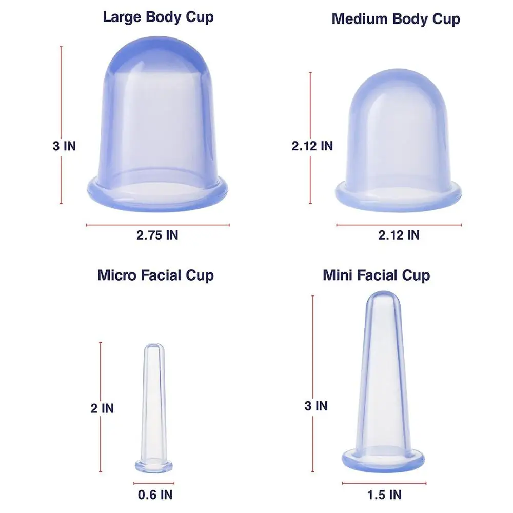 4 pcs Chinese vacuum massage jars suction cups massage for face body cellulite sucker cups massage vacuum cup set for family