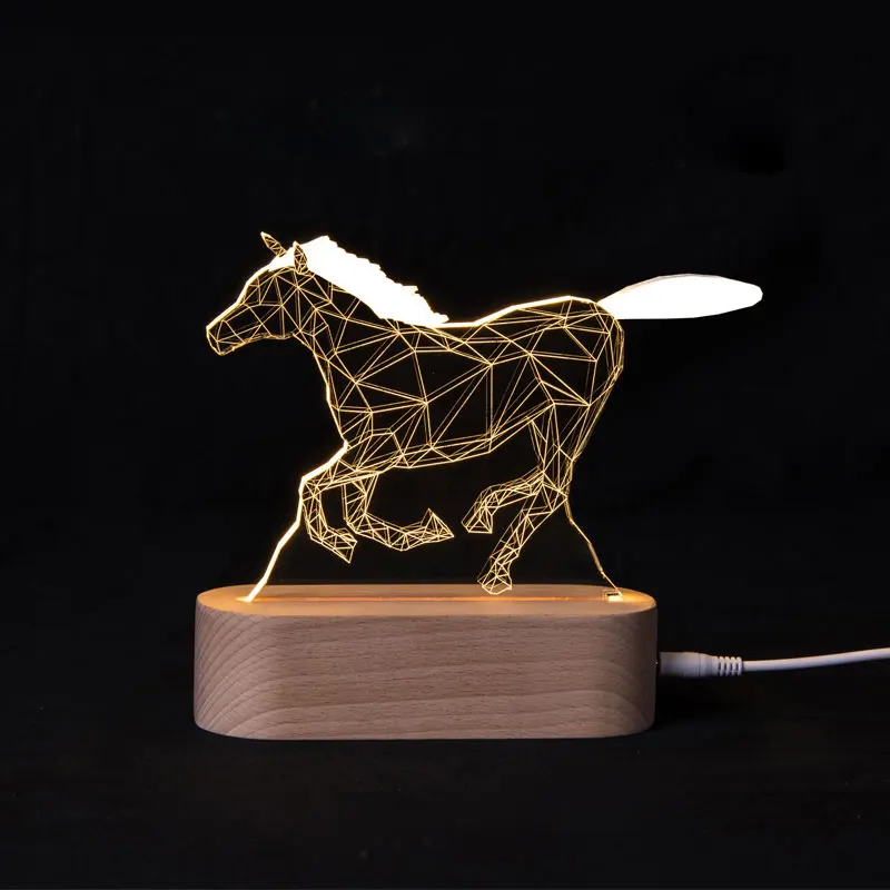 

3D Lamp Christmas Decoration Gifts LED Deer Table Night Lamp Running Horse Night Lights for Bedroom Bedside Lamp Light Projector