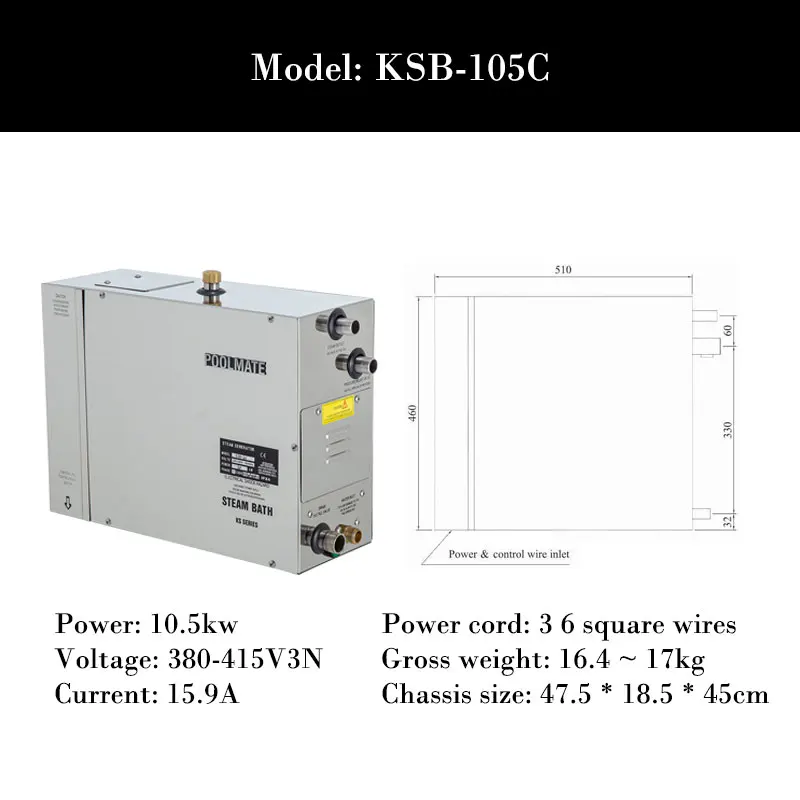 10.5KW 380V Паровой двигатель из нержавеющей стали, Электрический паровой генератор с подогревом, печь для сауны, ванной комнаты, бытовой паровой двигатель - Цвет: 10.5KW 380V