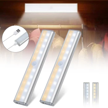 

Household Bedroom Under Cabinet Lighting Luces Led Decoración Dormitorio USB Rechargeable Motion Sensor Closet Lights Lamp
