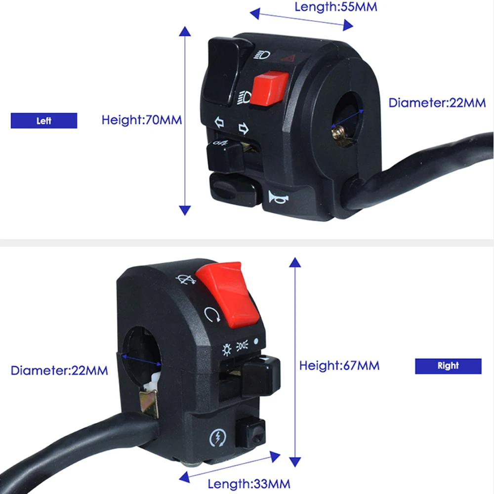 Электрический левый и правый 22 мм переключатель двигателя для мотоцикла светильник пускового контроллера