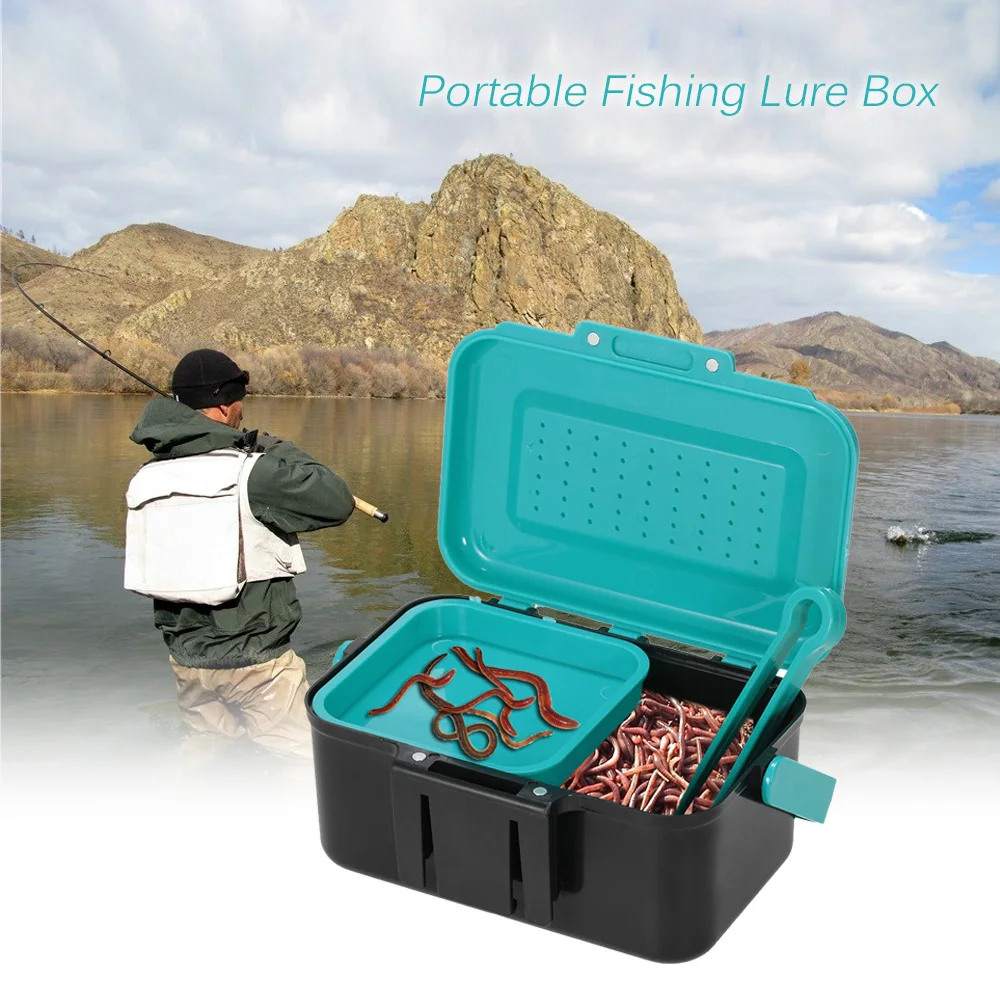 

Portable Fishing Lure Box Case Live Lure Bait Hook Earthworm Carrying Case Waist Fishing Tackle Storage Box