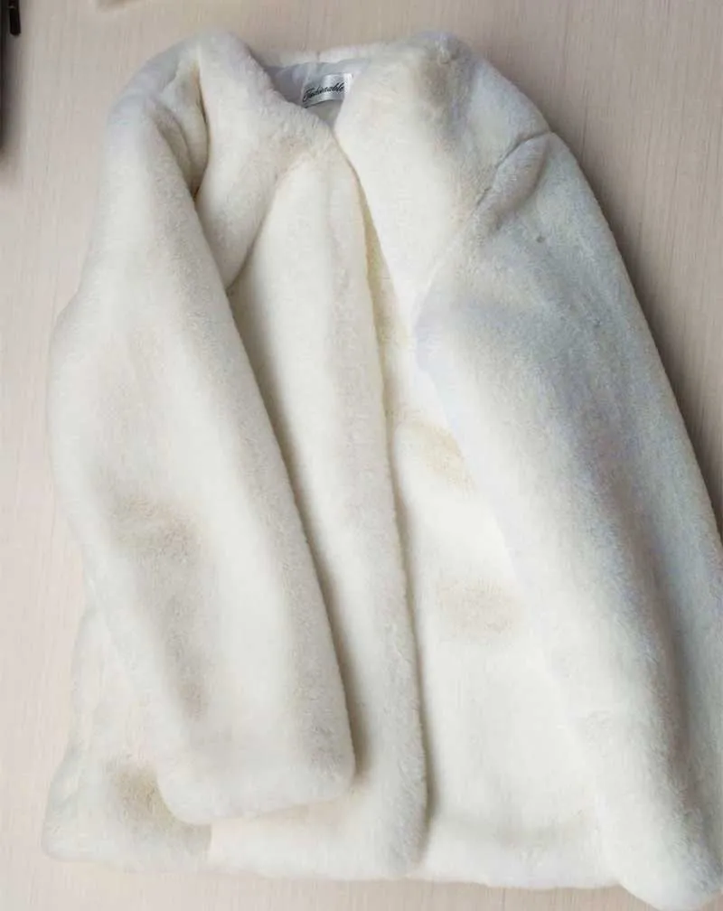 Женское пальто из искусственного меха, плюс размер, свободное, с капюшоном,, осень и зима, Длинная женская куртка, новинка, с длинным рукавом, из искусственного меха, пальто для женщин, jac - Цвет: Белый