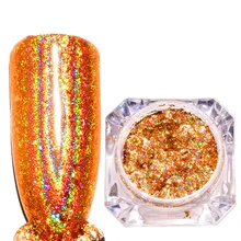 Маникюр стиль лазерная Золотая пудра Хамелеон парча порошок грубая пленка волшебный порошок с зеркальным эффектом 0.2г-Лазерное Золотое волшебное зеркало