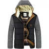 Winter Men's Thick Jackets Knitted Long Sleeve Hooded Parkas Patchwork Full Zipper Fashionable Causal Fleece Padded Coat EU Size ► Photo 1/6