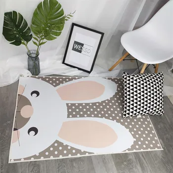 

Korean Style Cartoon Cute Girl Carpet Rabbit Pattern Bedside Rugs For Kids Room Animal Print Carpet For Children Floor Mat